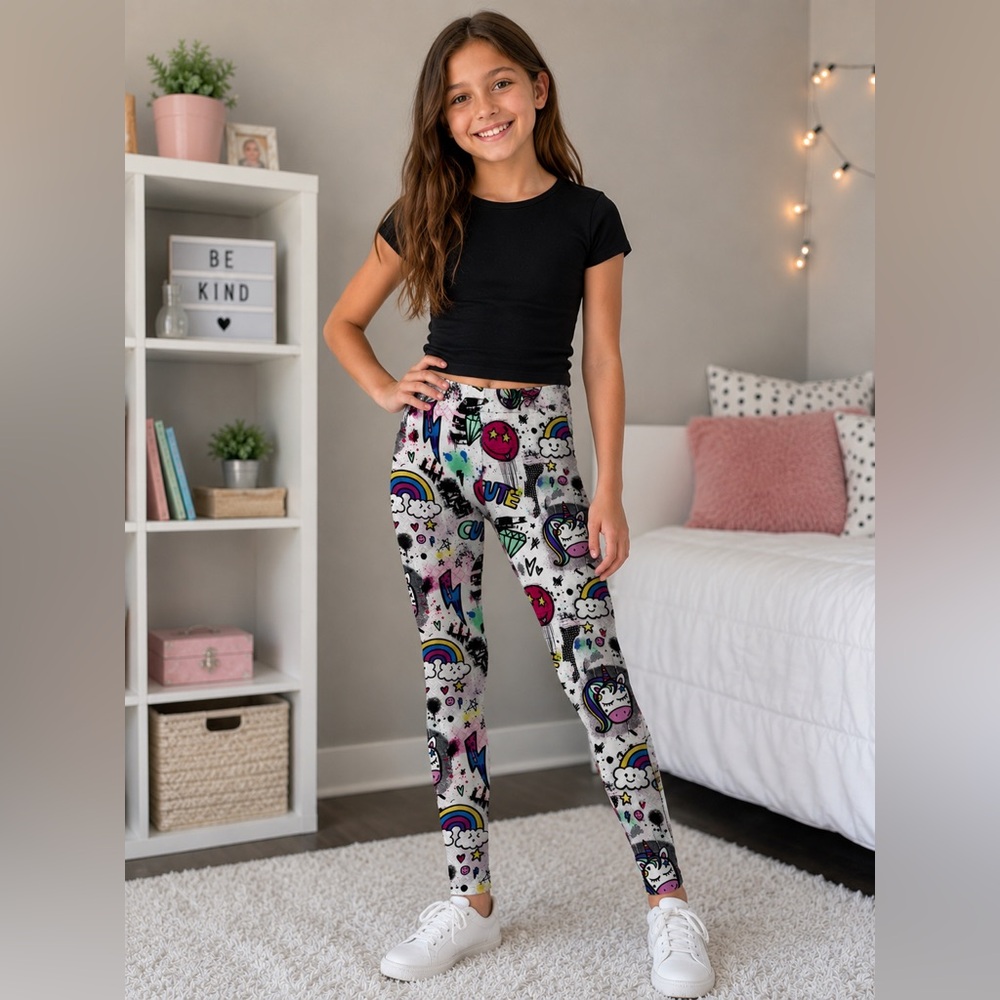 NWOT Lola + The Boys Girls' Printed Unicorn & Rainbow Leggings